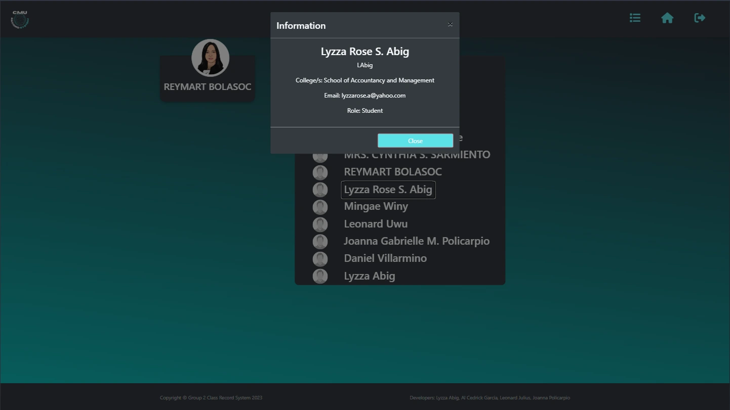 CMU Record System Screenshot