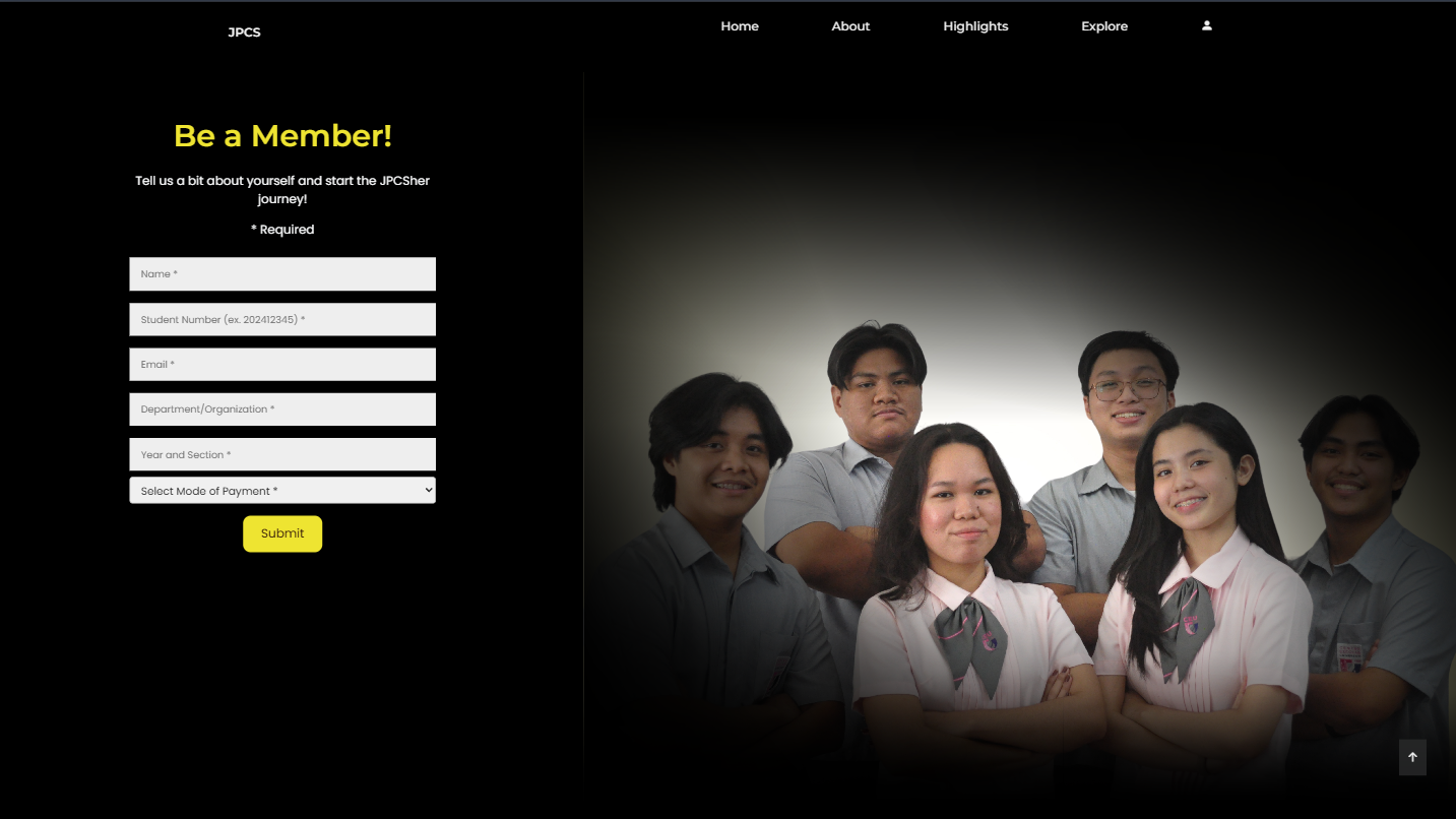 JPCS Membership Screenshot