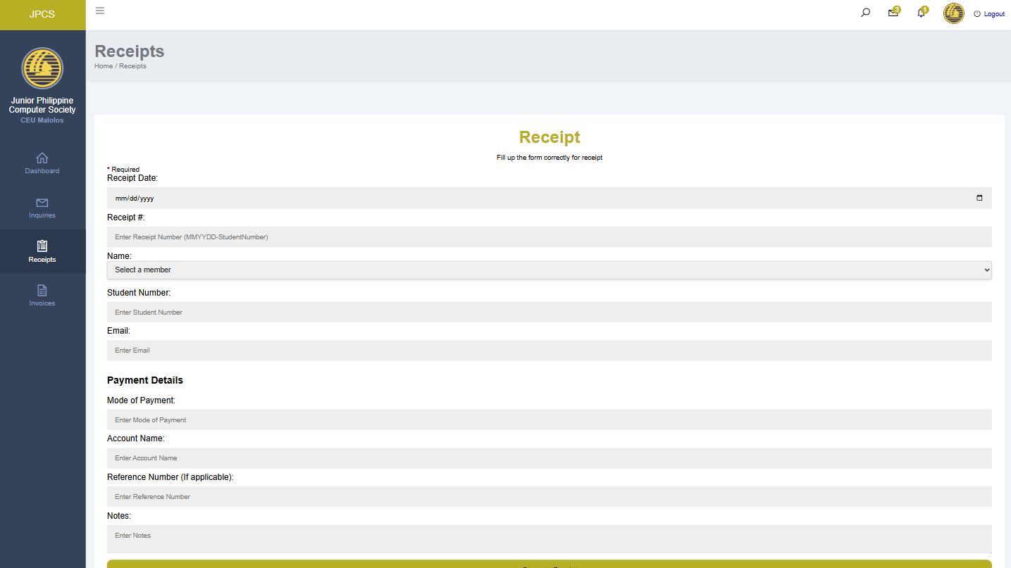 JPCS Admin Screenshot